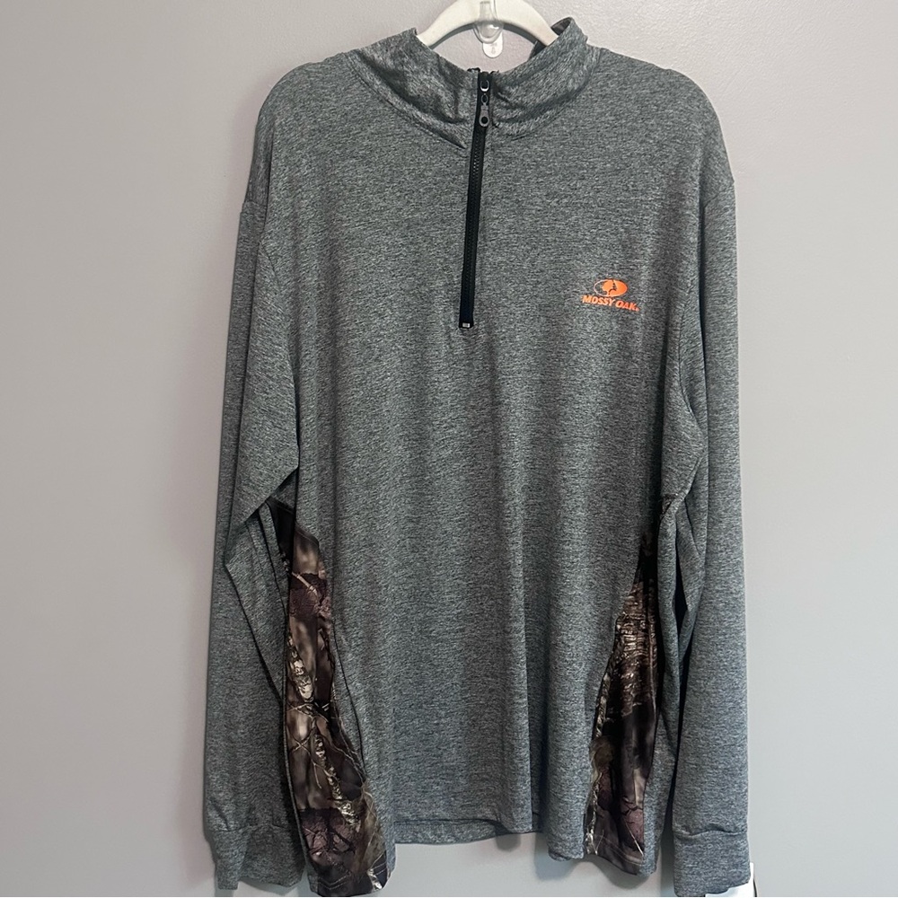 Mossy Oak 1/4 Zip Pullover Men’s XL Gray Camo Performance Long Sleeve